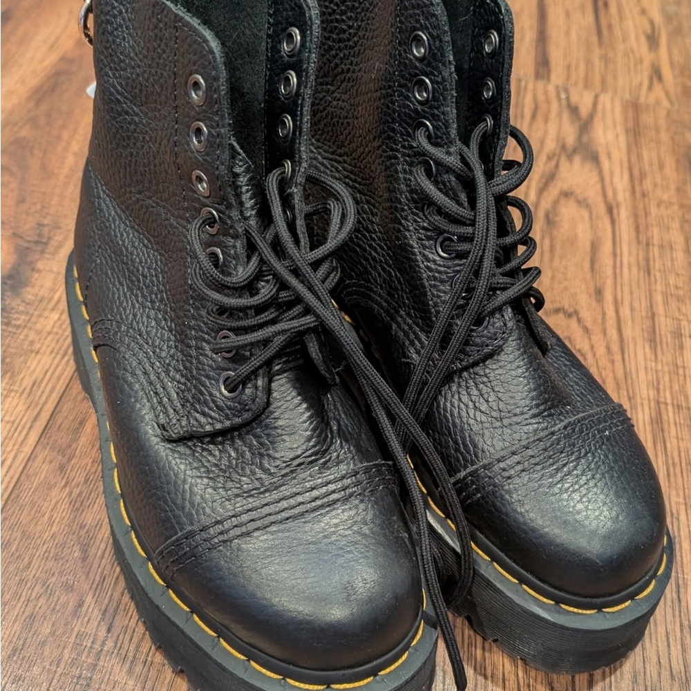 Dr. Martens Black Leather Boots with Silver Eyelets